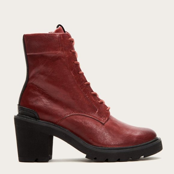 Frye Savannah Cognac Genuine Leather Classic Lace Up Streetwear Combat AnkleBoot - Picture 2 of 16